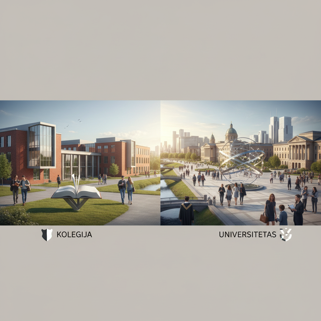 Pagrindiniai skirtumai tarp kolegijų ir universitetų