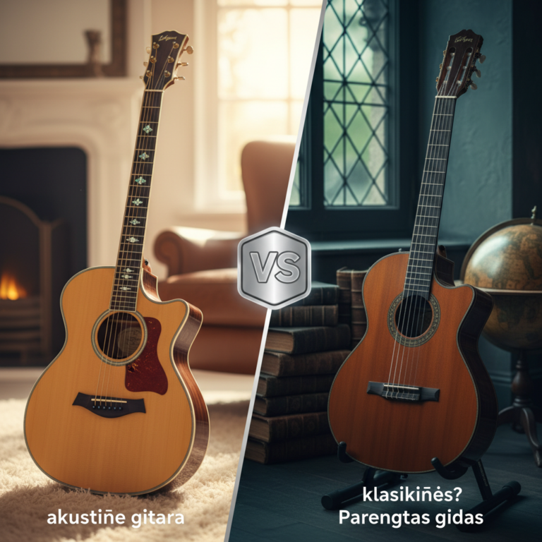 Kuo skiriasi akustinė gitara nuo klasikinės? Parengtas gidas