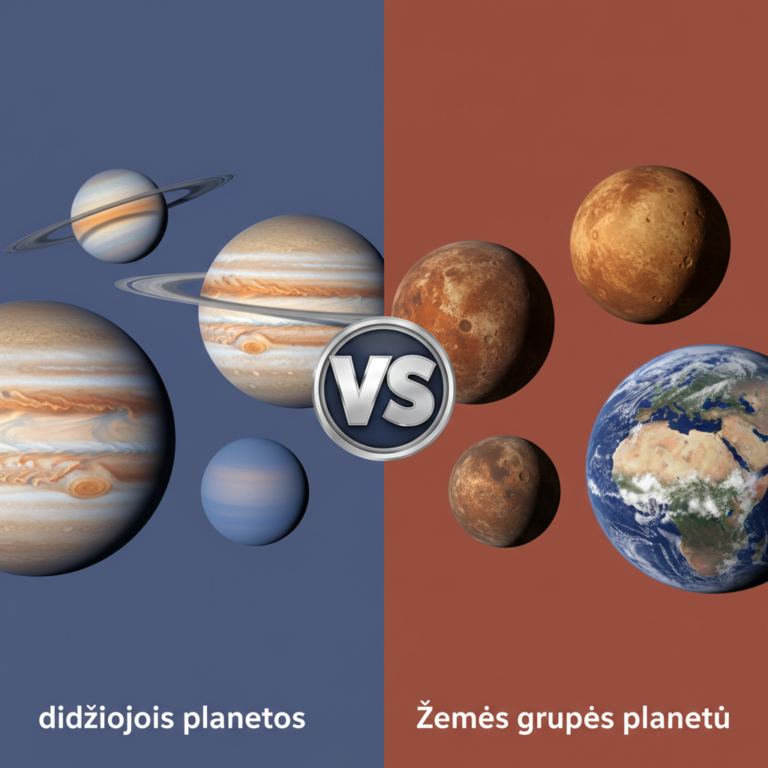 Kuo skiriasi didžiosios planetos nuo Žemės grupės planetų?