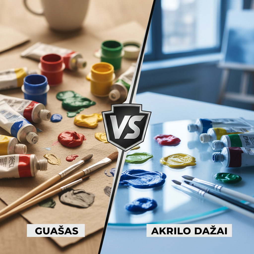 Kuo skiriasi guašas nuo akrilo? Dažų pasaulio skirtumai