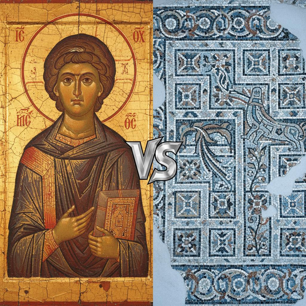 Kuo skiriasi ikona nuo mozaikos?