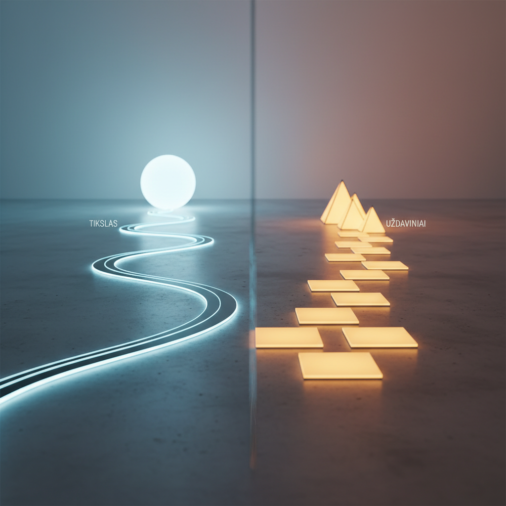 Kuo skiriasi tikslai ir uždaviniai?