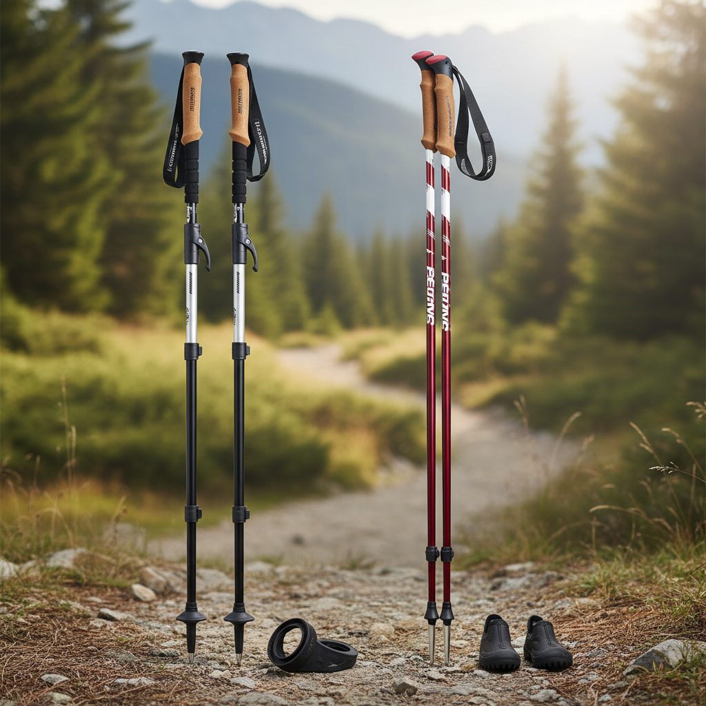 Kuo skiriasi trekingo ir šiaurietiško ėjimo lazdos?