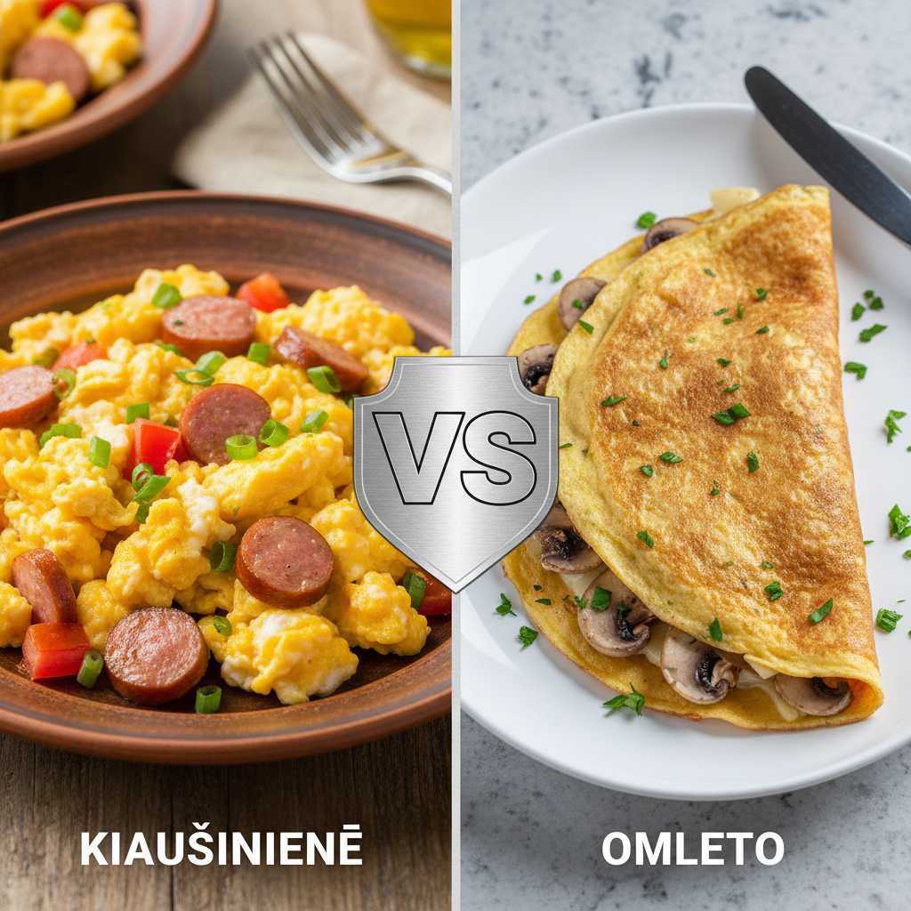 Kuo skiriasi kiaušinienė nuo omleto?