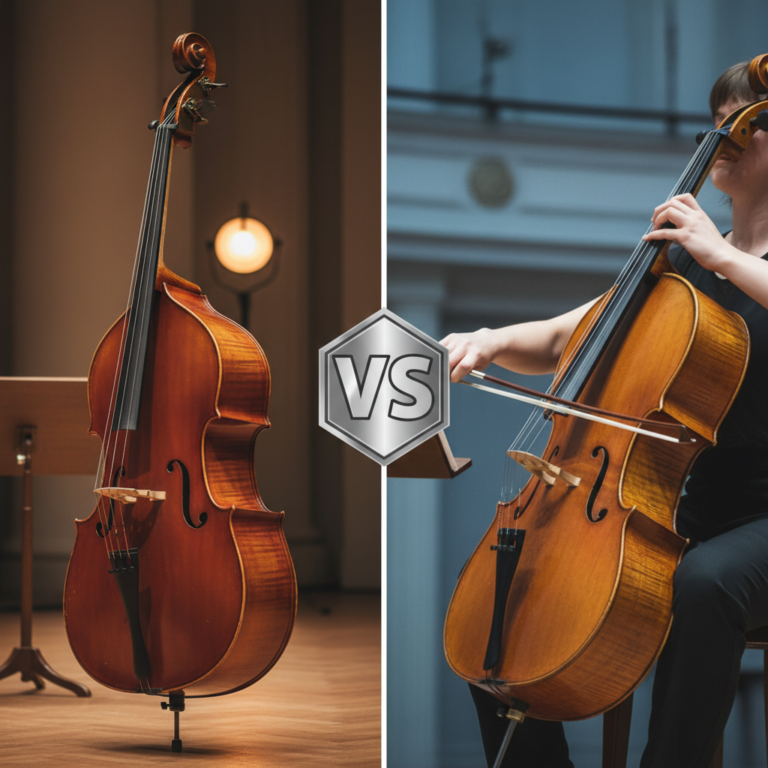 Kuo skiriasi kontrabosas nuo violončelės?