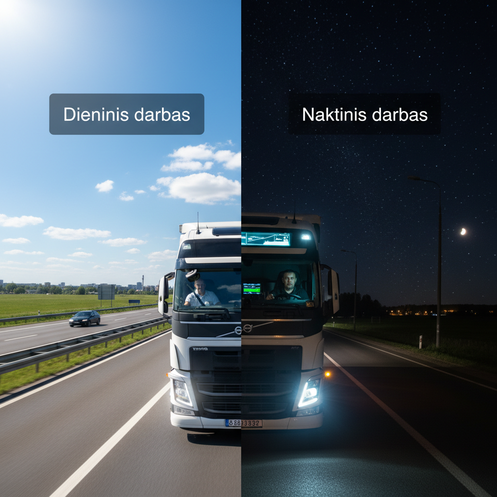 Kuo skiriasi naktinis ir dieninis darbas vairuotojams?
