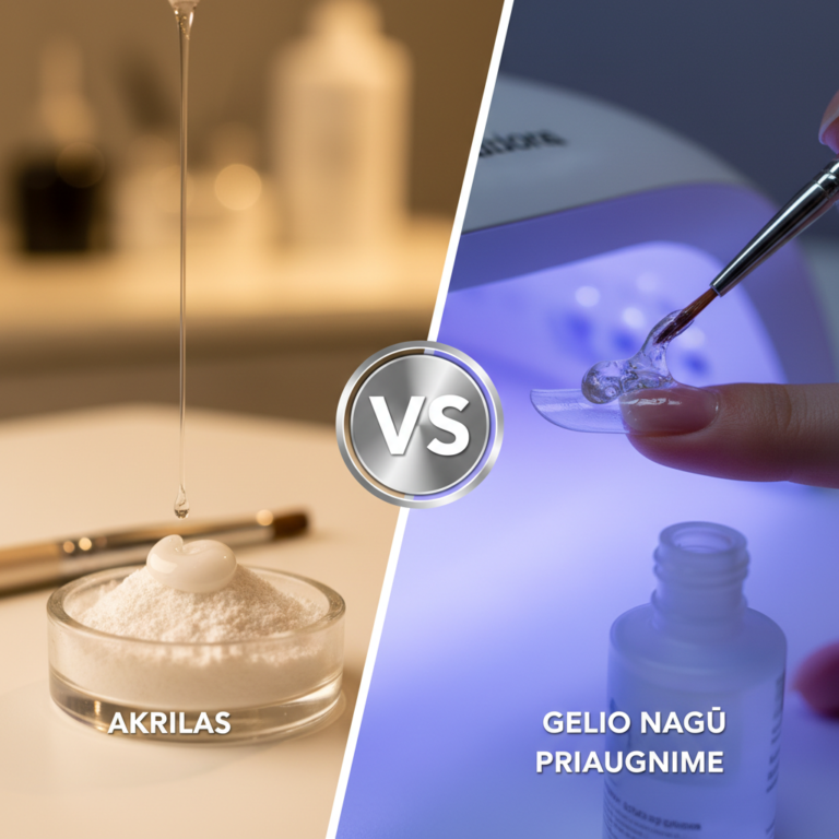 Kuo skiriasi akrilas nuo gelio nagų priauginime?