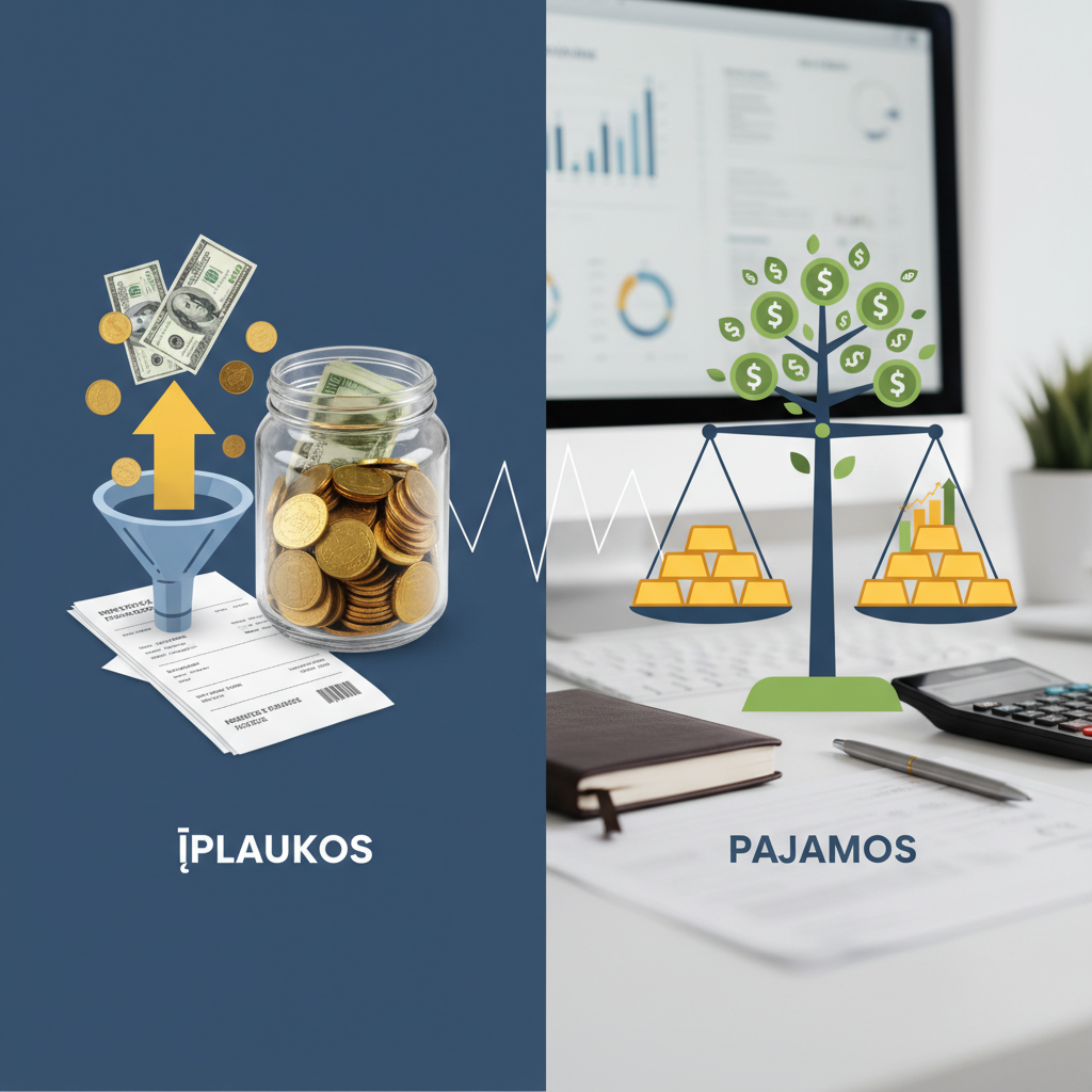Kuo skiriasi pajamos ir įplaukos? Išsamus vadovas finansuose
