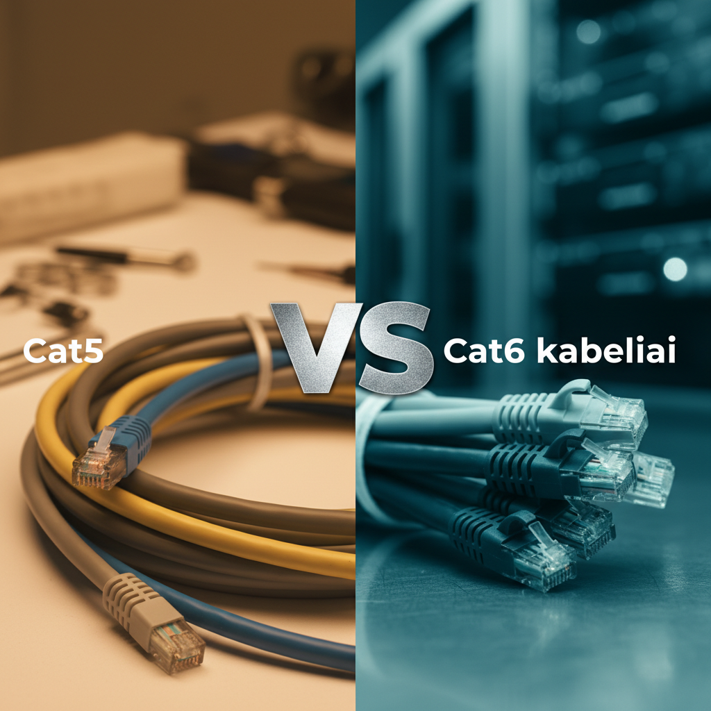 Kuo skiriasi Cat5 nuo Cat6 kabeliai?