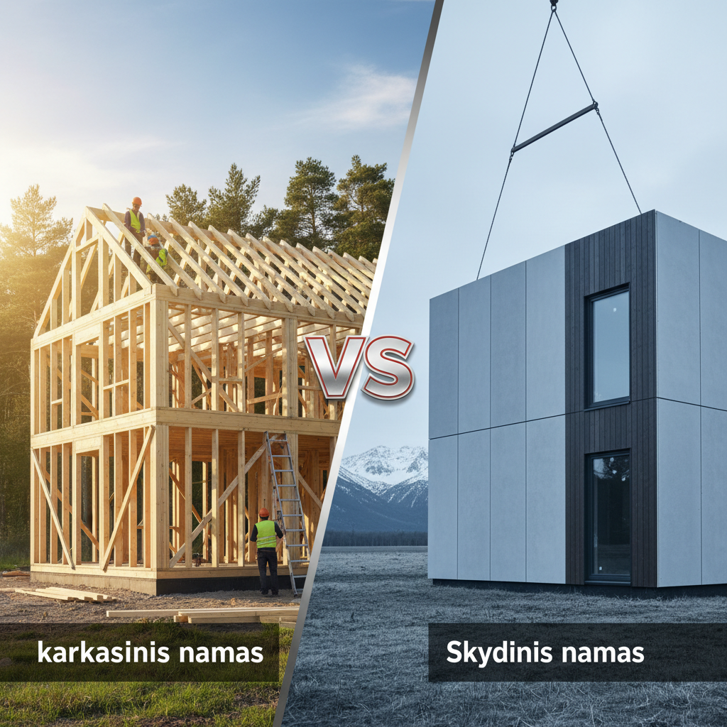 Kuo skiriasi karkasinis namas nuo skydinio?