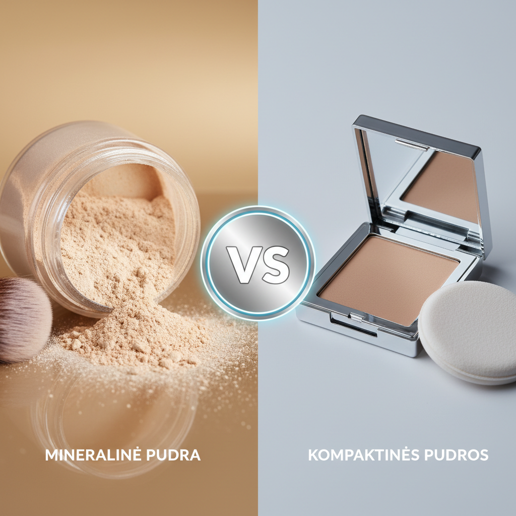 Kuo skiriasi Mineralinė pudra nuo Kompaktinės pudros?