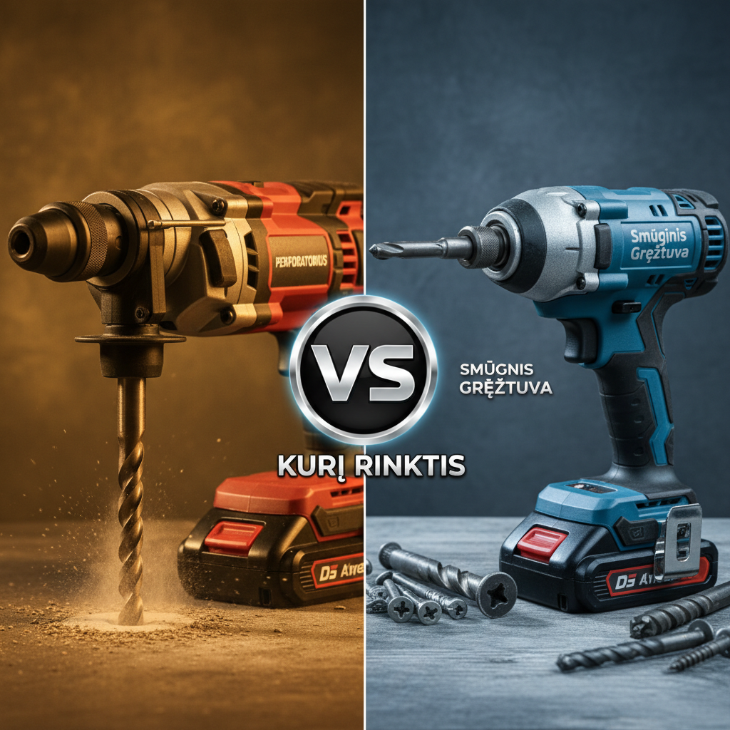 Perforatorius vs. Smūginis Gręžtuvas: Kurį Rinktis?