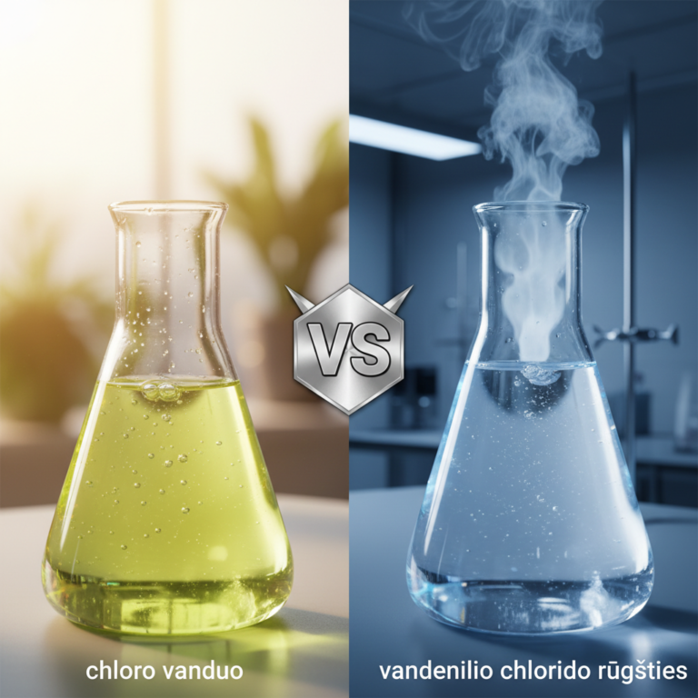 Kuo skiriasi chloro vanduo nuo vandenilio chlorido rūgšties?