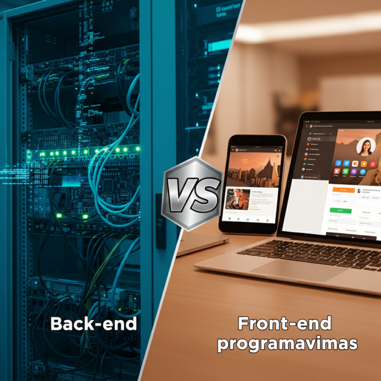 Kuo skiriasi „Back-end“ nuo „Front-end“ programavimas?