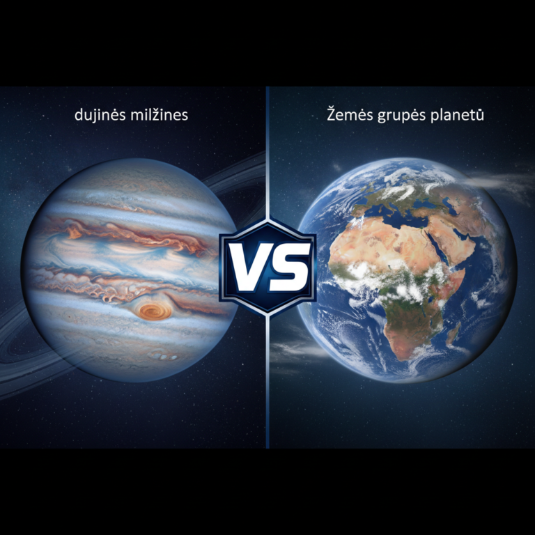 Kuo skiriasi dujinės milžinės nuo Žemės grupės planetų?