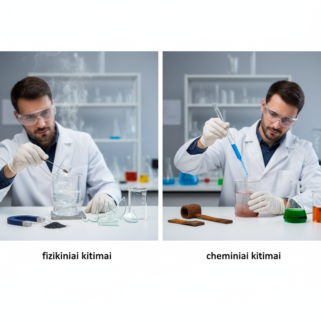 Kuo skiriasi fizikiniai ir cheminiai kitimai?